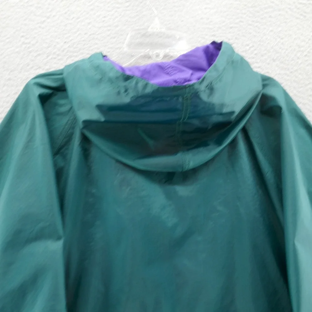 Helly Hansen Full Zip Windbreaker Jacket Large Green Purple Mens Hooded Nylon‎